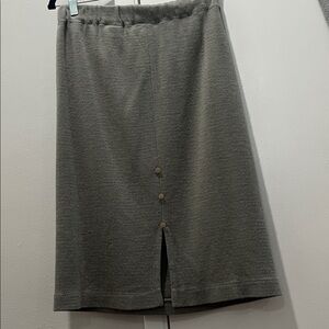 Gray Knit Midi Skirt with backSlit